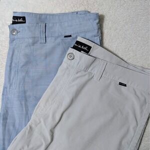 2 Pack Lot Travis Mathew Golf Shorts Mens 38/10 Blue Palm Tree Print Stretch